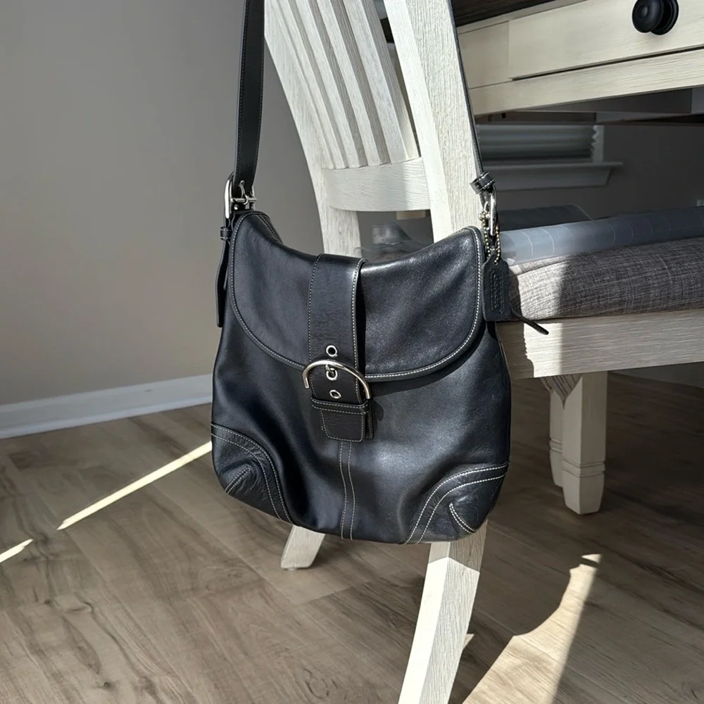 Coach Black Leather Soho Shoulder Bag with Silver Accents - Picture 3 of 12
